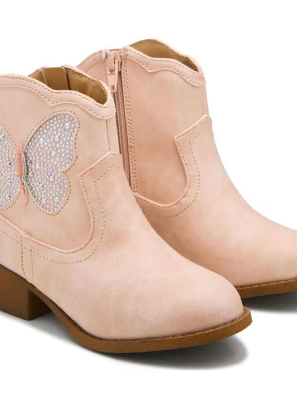 Girls Pink Butterfly Ankle Boots - Kids Shoes
